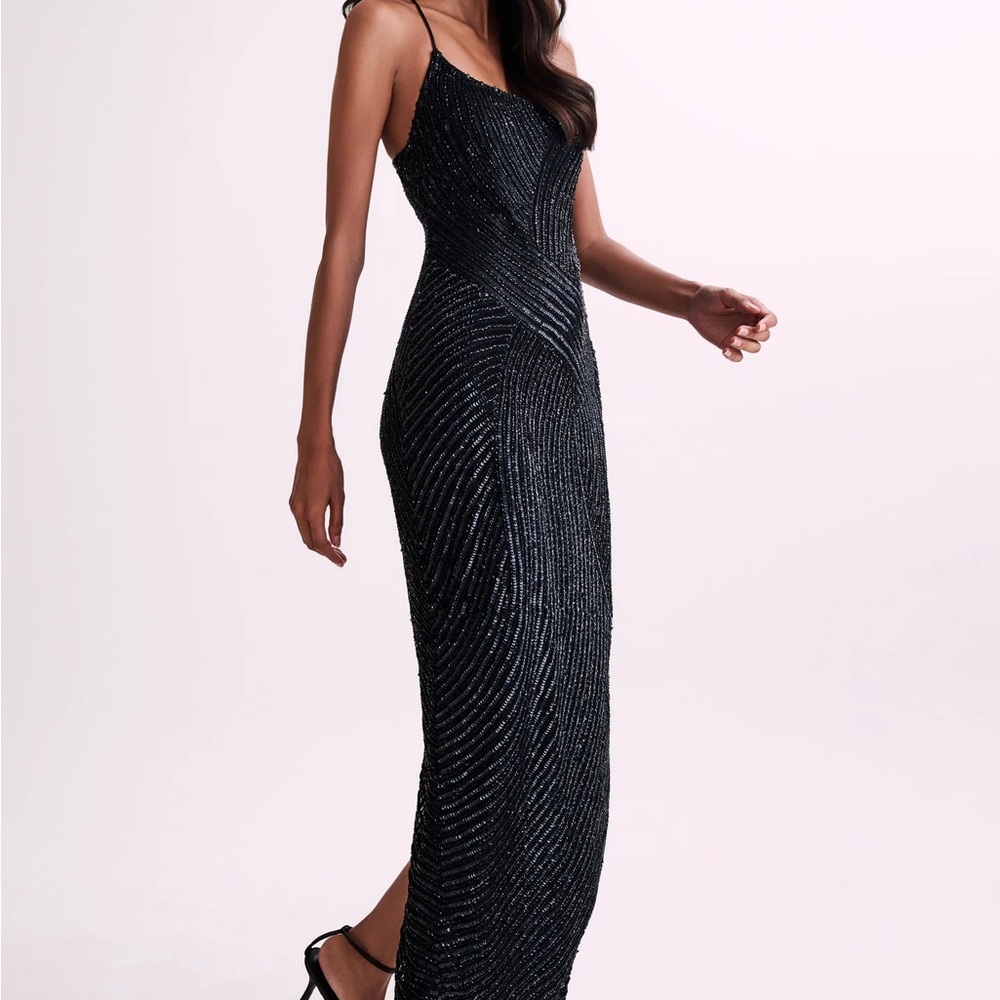 Meshki Tierra Black Sequin Midi Dress - Picture 2 of 9
